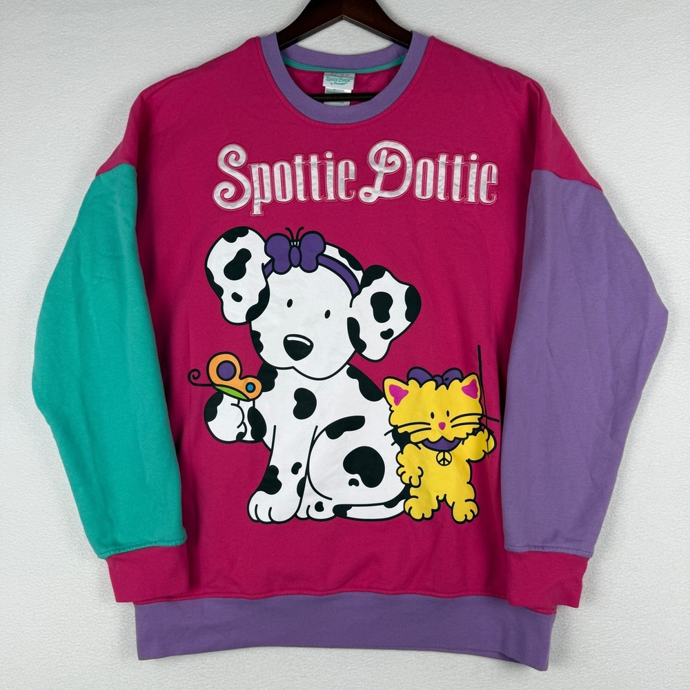 Sanrio Spottie Dottie Sweatshirt Women L Pink Colorblock BoxLunch Pullover